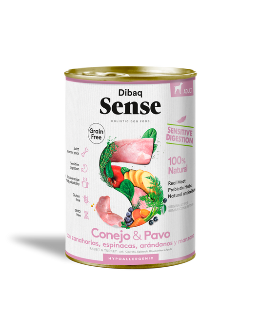 Lata Dibaq Sense Grain Free - Conejo y Pavo