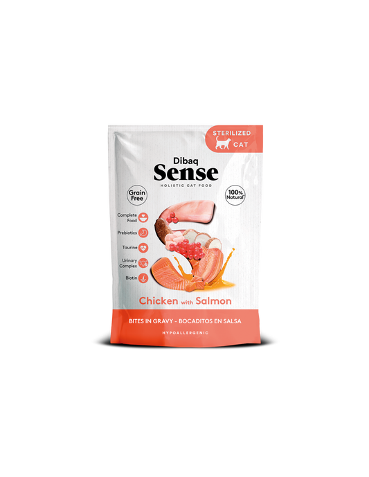 Dibaq Sense CAT Bocaditos POLLO con SALMON - Bocaditos en Salsa