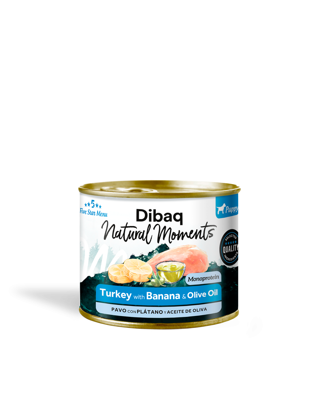 Lata Natural Moments Puppy - Pavo con Plátano