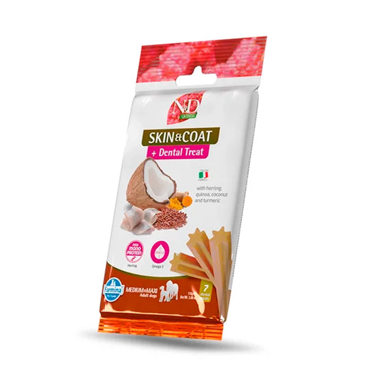 Farmina N&D Quinoa snack cuidado de piel y pelaje sabor arenque para perros medianos y grandes