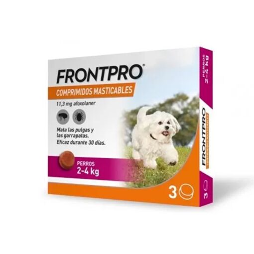 Frontpro Comprimidos mastigáveis ​​antiparasitários para cães (3 comprimidos)