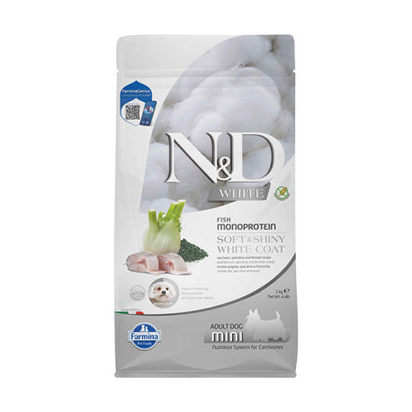 FARMINA N&D WHITE DOG MINI LUBINA,SPIRULINA