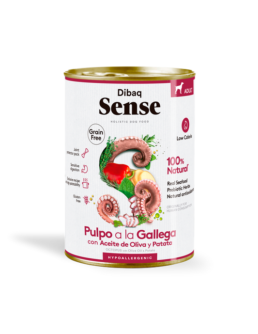 Dibaq Sense Grain Free Pulpo a la Gallega – Comida Húmeda Natural e Hipoalergénica para Perros Adultos