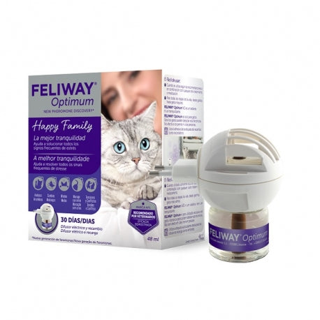 Feliway Optimum Difusor + Recambio 48 ml - solución completa contra el estrés felino
