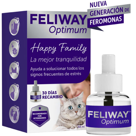 Feliway Optimum Recambio 48 ml - recarga solución completa contra el estrés felino