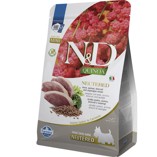 Farmina N&D Quinoa Pato Perro Esterilizado (Mini) - Pienso seco para perros